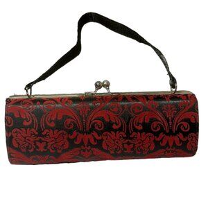 Gothic Style Fleur de lise clutch handbag red and black evening style